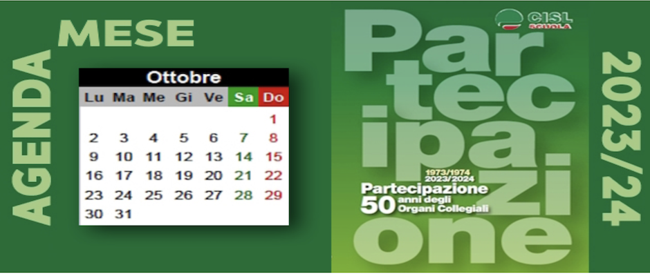 IN LINEA IL MENSILE DI OTTOBRE DELL'AGENDA CISL SCUOLA 2023/24