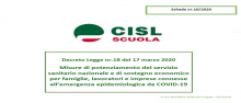 Decreto "Cura Italia", schede di lettura della CISL Scuola